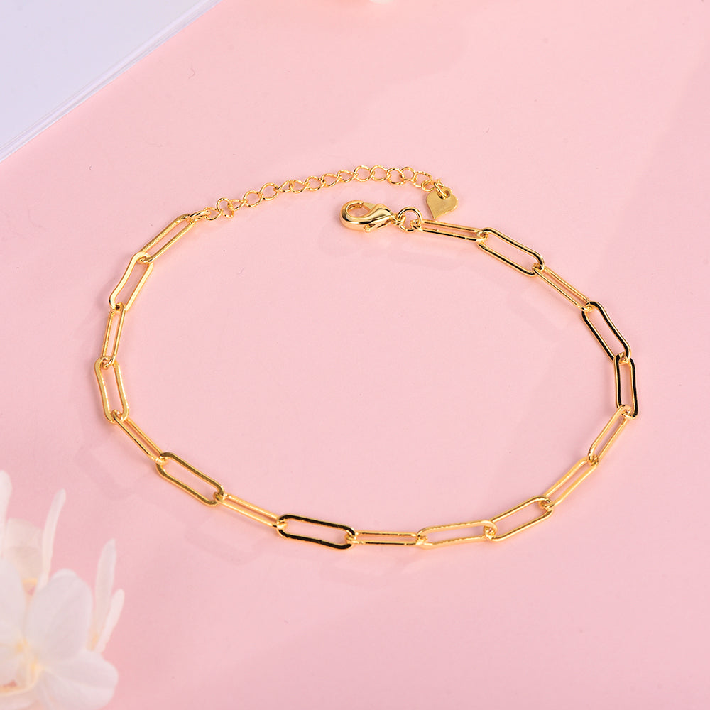 6mm Paper Clip Chain Gold Plated Bracelets-silviax