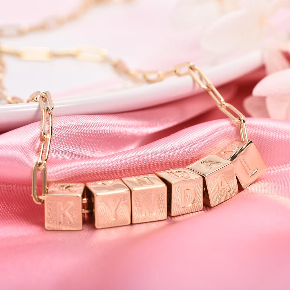 Cube Letter Pendant Personalized Custom Gold Plated Name Necklace-silviax