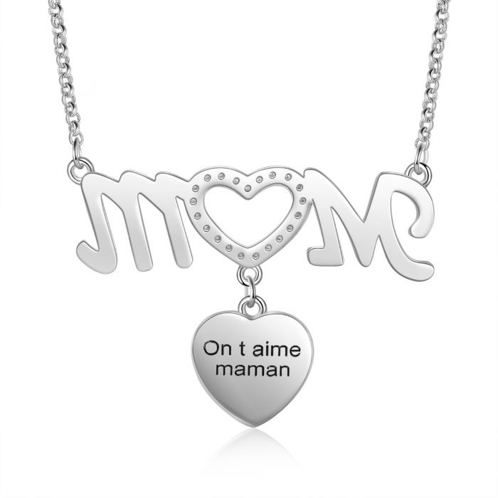 Mom 1 To 5 Hearts Photos Pendant With Engraved Text Personalized Custom Family Necklace-silviax