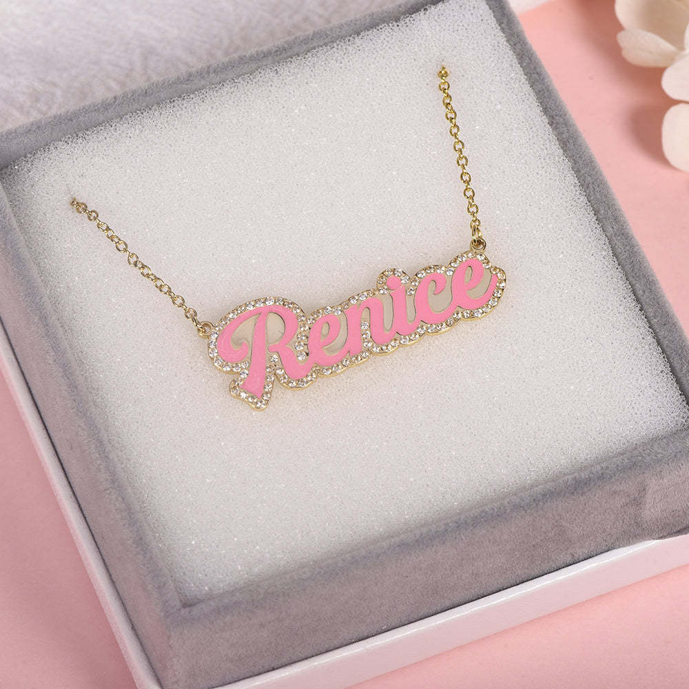 Red Enamel Pendant Personalized Custom Gold Plated Name Necklace-silviax