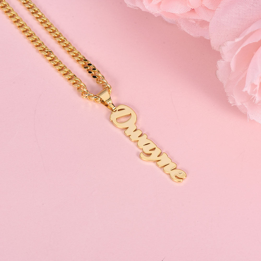 Vertical Nameplate Pendant Personalized Custom Gold Plated Name Necklace-silviax