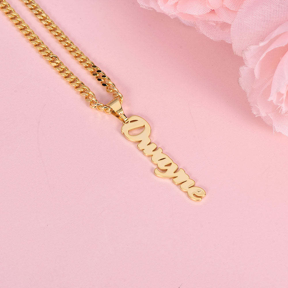 Vertical Nameplate Pendant Personalized Custom Gold Plated Name Necklace-silviax