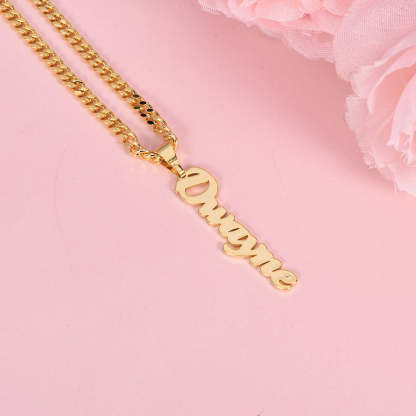 Vertical Nameplate Pendant Personalized Custom Gold Plated Name Necklace-silviax