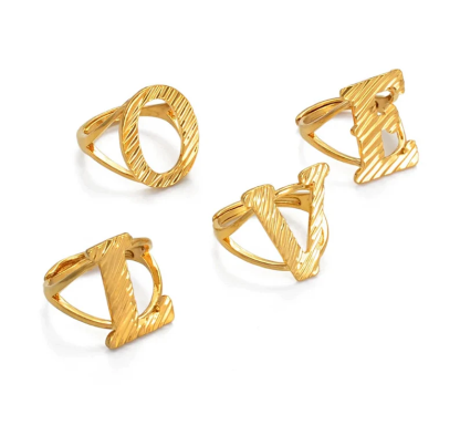 Gold Plated Personalized Custom Zirconia A-Z Initial Ring Women Men Gifts-silviax