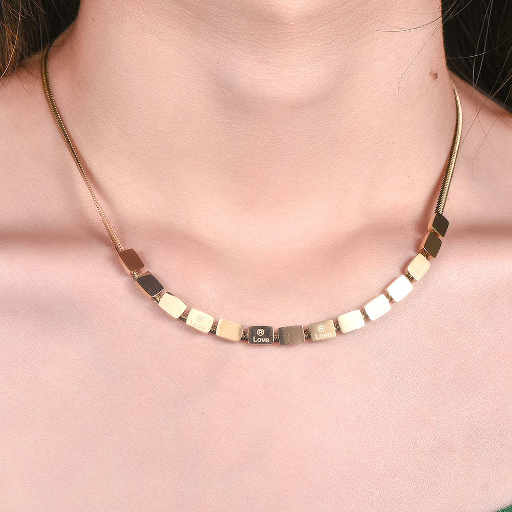 Love Stone Snake Chain Gold Plated Necklace-silviax
