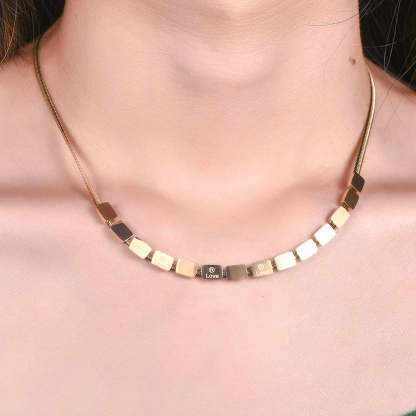 Love Stone Snake Chain Gold Plated Necklace-silviax