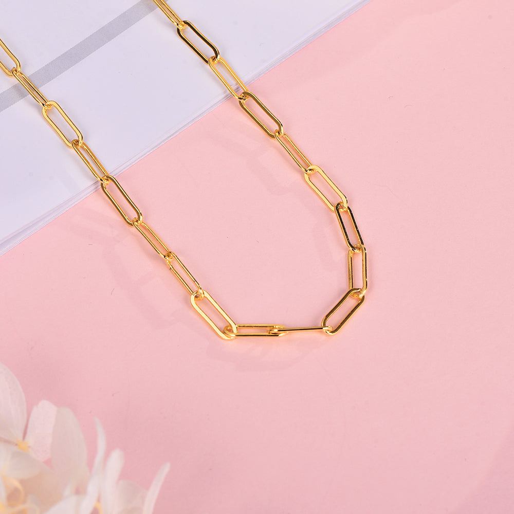 Paperclip Chain 3mm Gold Plated Necklace Copper Chain-silviax