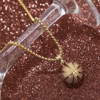 Basketball Pendant Sports Hip Hop Gold Plated  Necklace-silviax