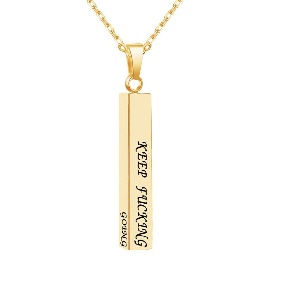 Gold Plated Personalized 3D Vertical Bar Necklace-silviax