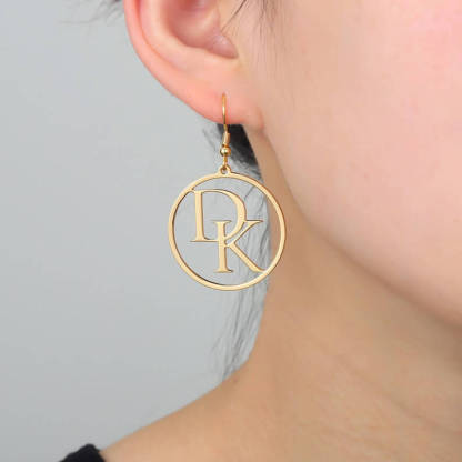 30 mm And 60 mm Letters Personalized Custom Gold Plated Hoop Initial Earrings-silviax