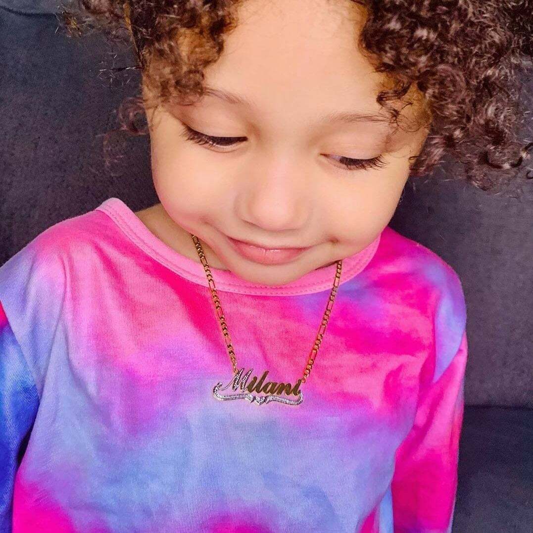 Gold Plated Two Tone Personalized Name Necklace with Heart-silviax