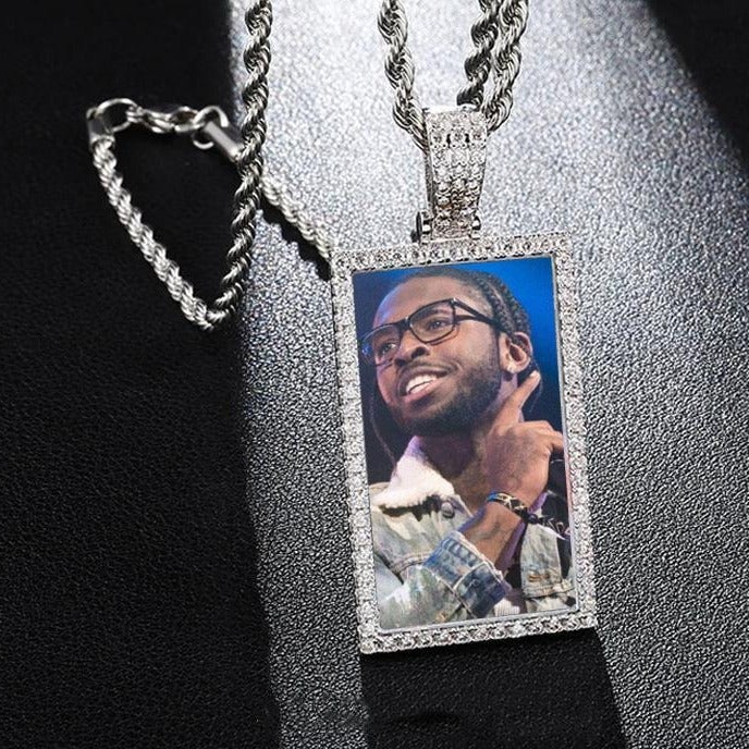 Square Pendant Personalized Custom Gold Plated Photo Necklace-silviax