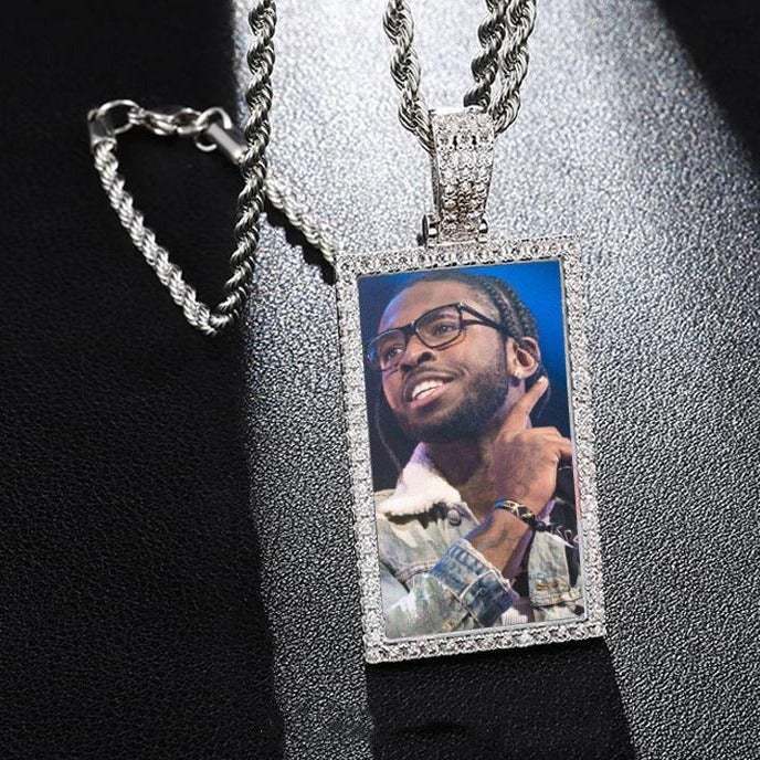 Square Pendant Personalized Custom Gold Plated Photo Necklace-silviax