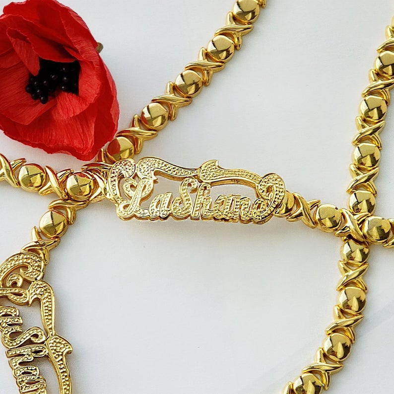 Double Layer Personalized Custom Gold Plated Name Anklet-silviax