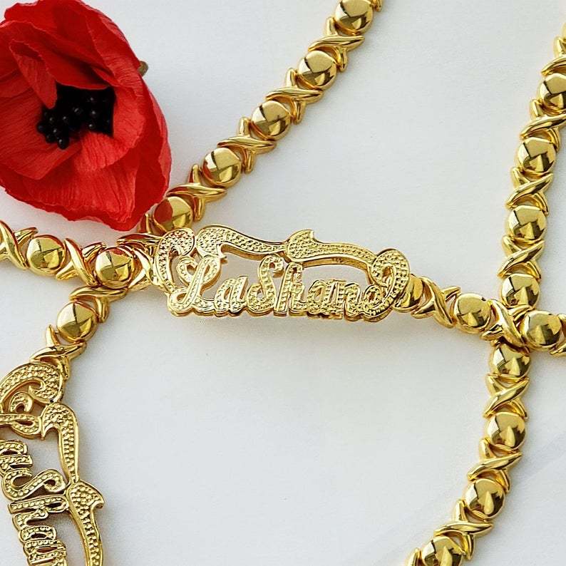Double Layer Personalized Custom Gold Plated Name Anklet-silviax