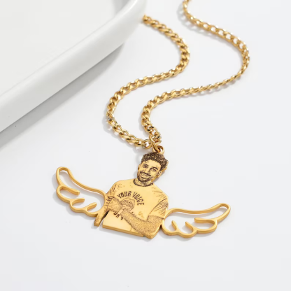 Angle Wings Photo Pendant Personalized Custom Gold Plated Necklace Gift For Love-silviax