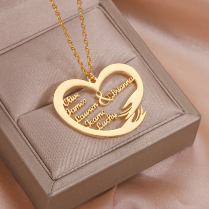Heart Shaped Multiple Names Gold Plated Personalized Custom Name Necklace Family Gift -silviax