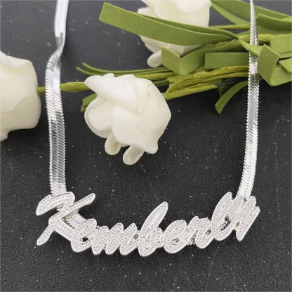 Personalized Custom Gold Plated Italics Nameplate Snake Chain Name Necklace -silviax