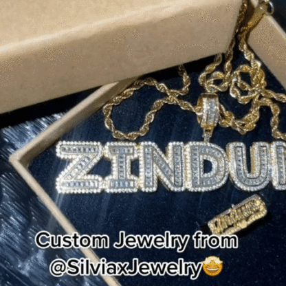 Iced Out Rope Chain 2 to 6 Baguette Letters Custom Name Initial Necklace-silviax