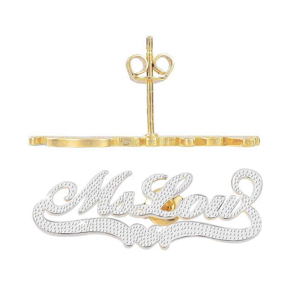 Gold Plated Personalized Two Tone Name Earrings with Heart-silviax