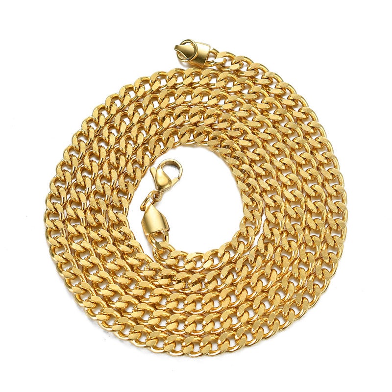 3mm/5mm Cuban Link Chain Gold Plated Necklace-silviax