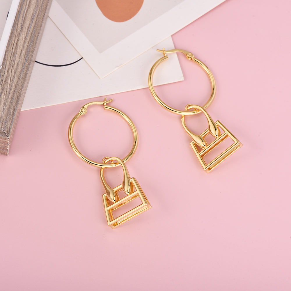 Gold Plated Bag Shaped Earrings-silviax