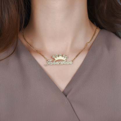 Gold Plated Personalized Crown Name Necklace-silviax