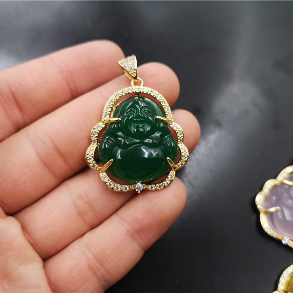 Zirconia Smile Maitreya Buddha Pendant Necklace Gift For Mom-silviax