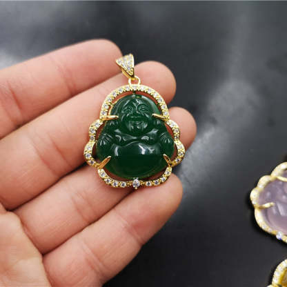 Zirconia Smile Maitreya Buddha Pendant Necklace Gift For Mom-silviax