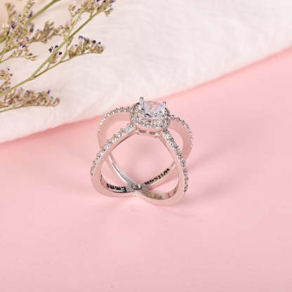 Cross Pave With Zircon Personalized Custom Engraved Ring-silviax