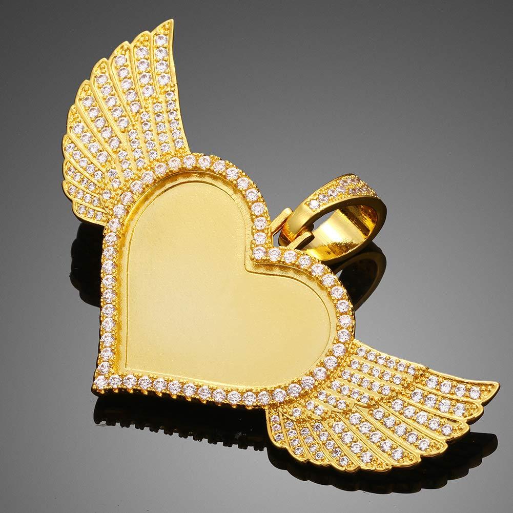 Angel Wings Heart Pendant Gold Plated Personalized Photo Necklace-silviax