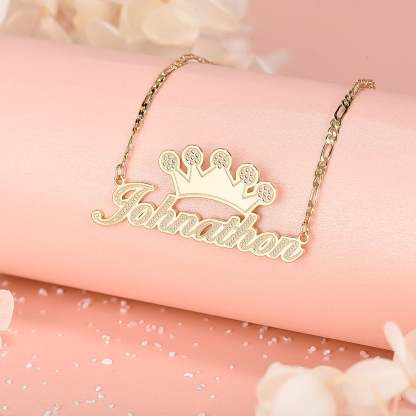 Gold Plated Personalized Crown Name Necklace-silviax