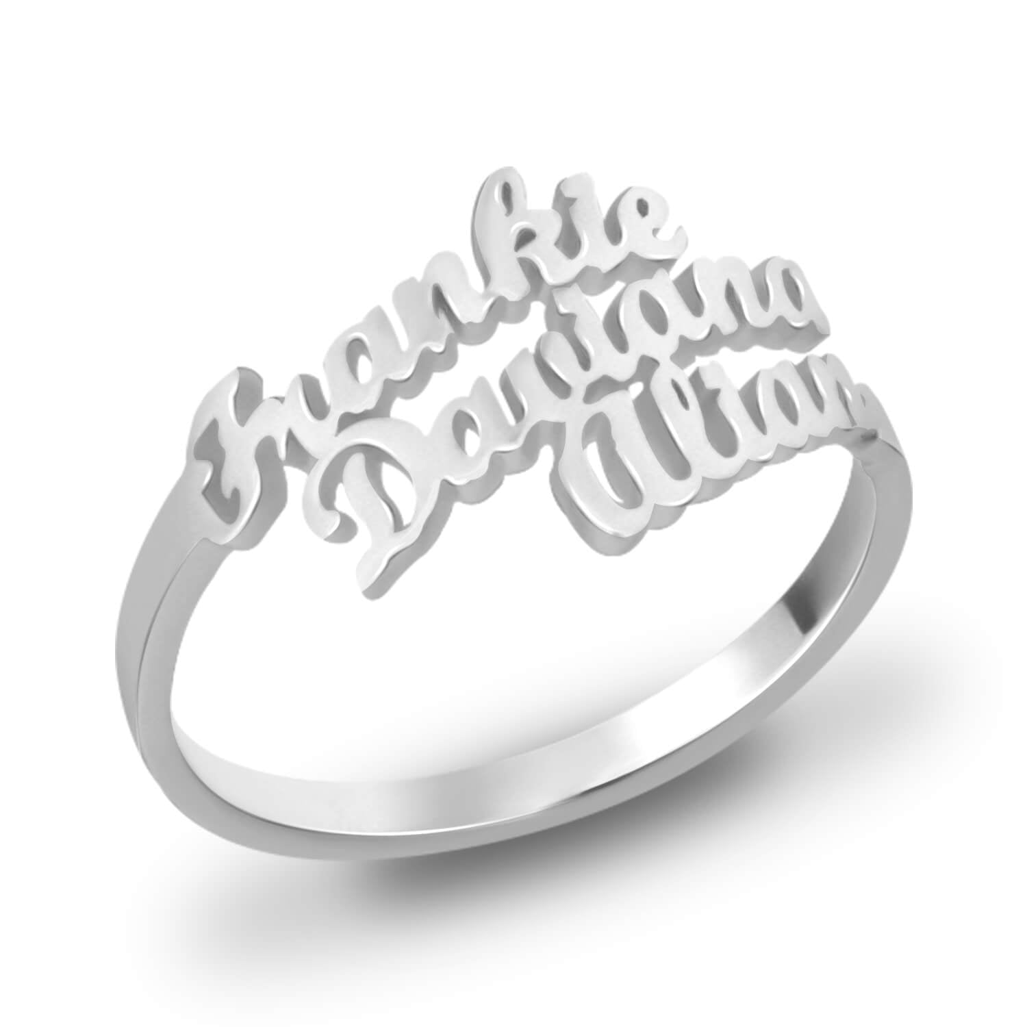 Three Names Personalized Custom Ring Gold Plated-silviax