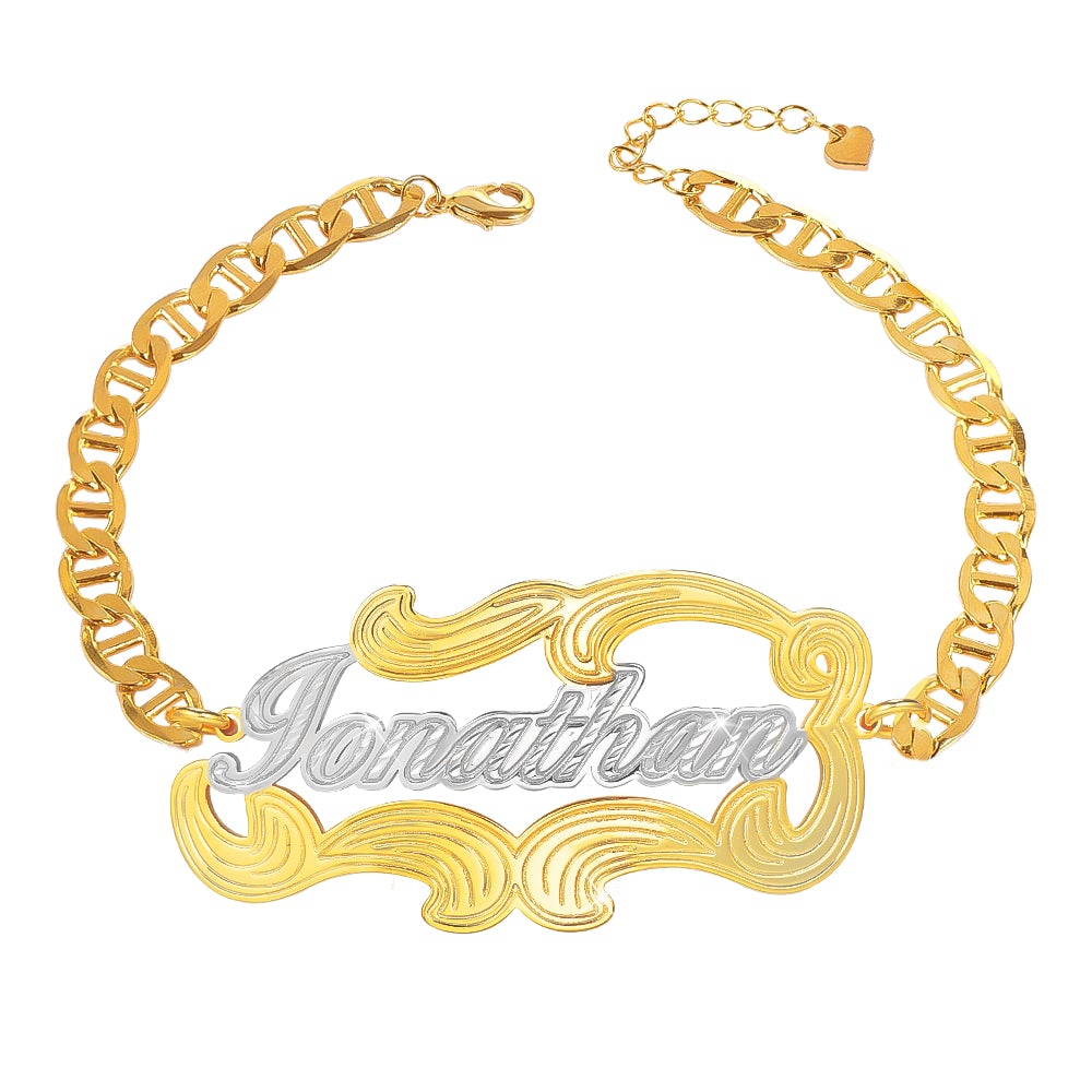 Two Tone Gold Plated Personalized Name Bracelet-silviax