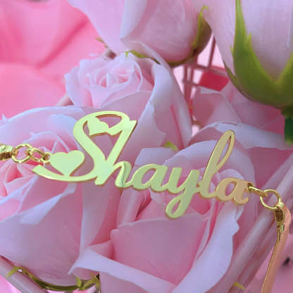 Heart Font Nameplate With Snake Chain Personalized Custom Name Necklace-silviax