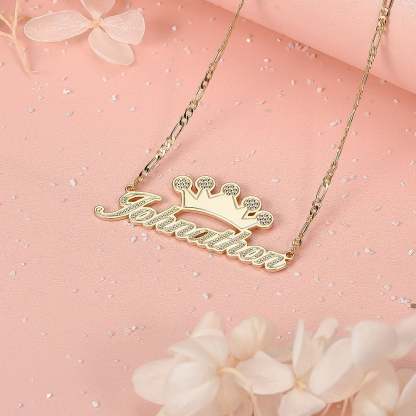 Gold Plated Personalized Crown Name Necklace-silviax