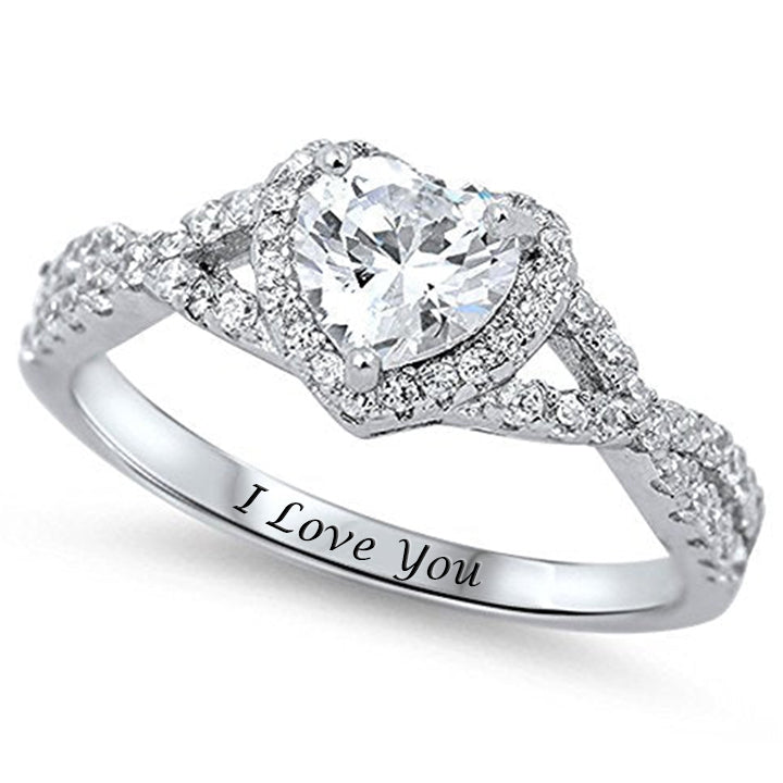 Heart Clear Promise Ring Personalized Custom Engraved Ring-silviax