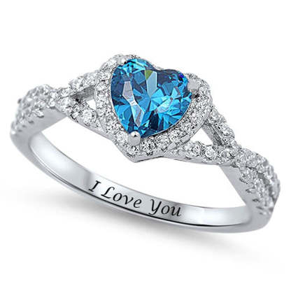 Heart Clear Promise Ring Personalized Custom Engraved Ring-silviax