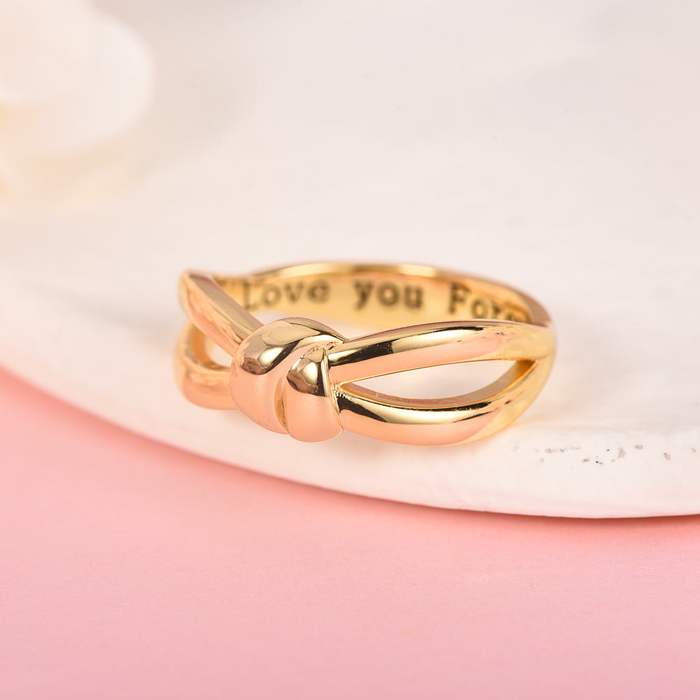 Gold Plated Personalized Custom Engraved Knot Ring-silviax