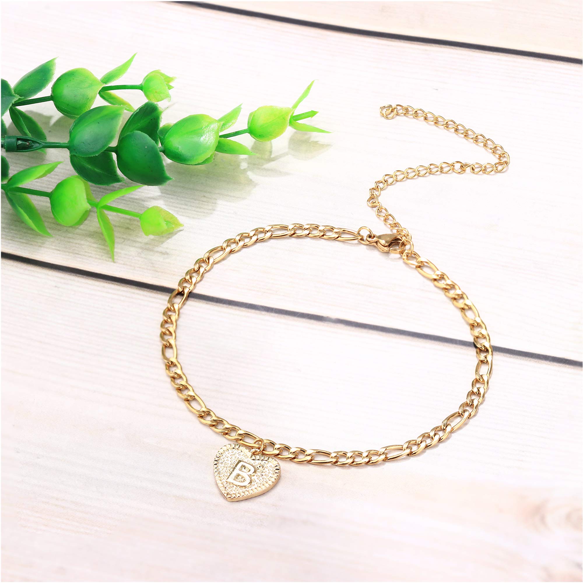 Heart Initial Letter Gold Plated Bracelet-silviax