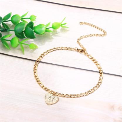 Heart Initial Letter Gold Plated Bracelet-silviax