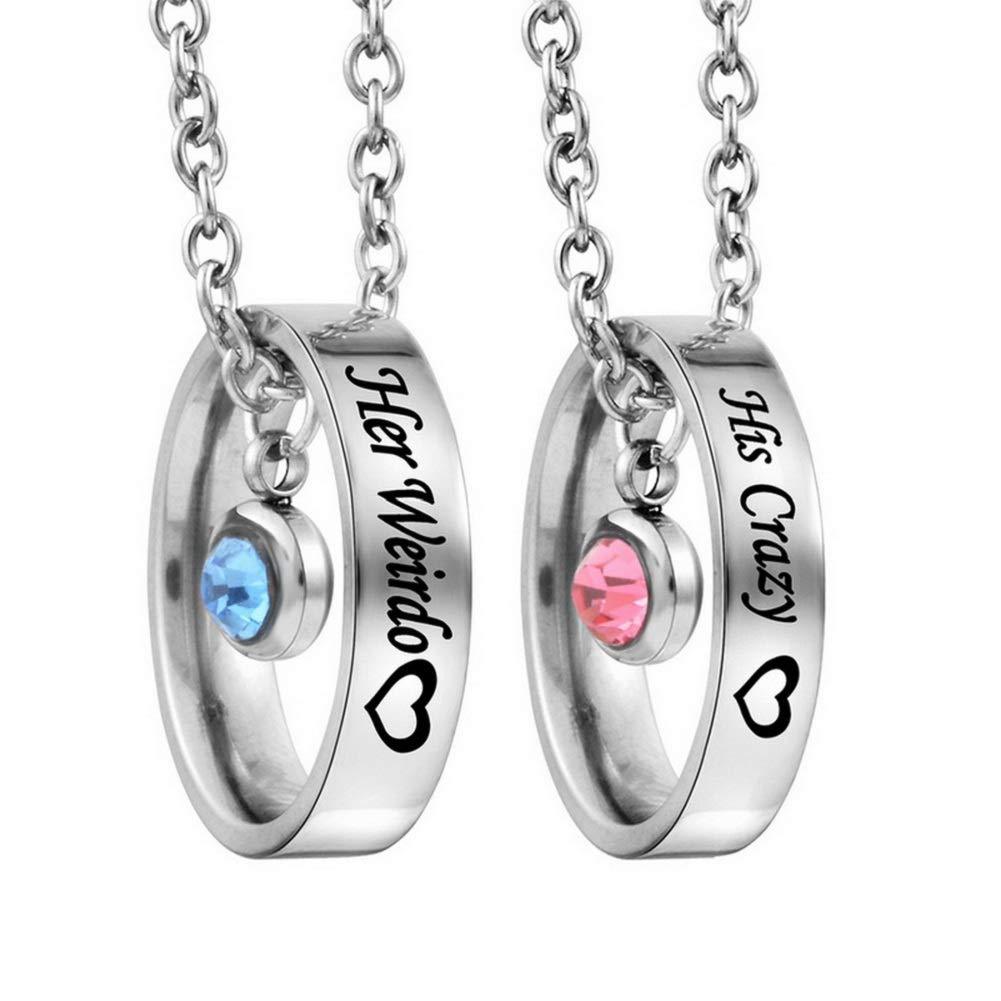 Engraved Ring Pendant With Birthstone Personalized Couples Necklaces Valentine's Day Gifts-silviax