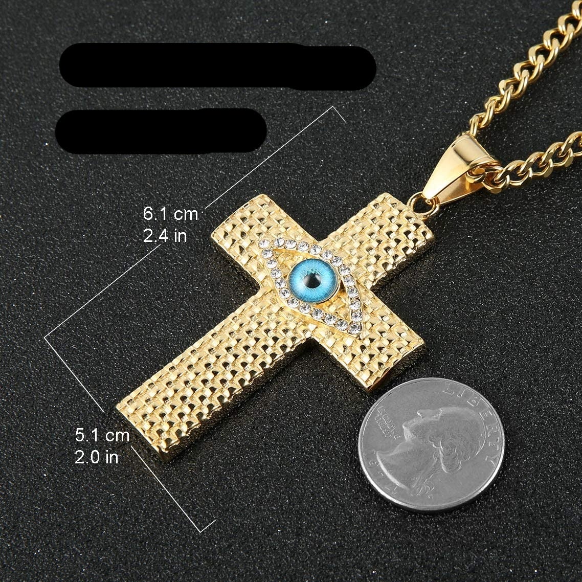 Death Eye Cross Pendant Gold Plated Necklace-silviax