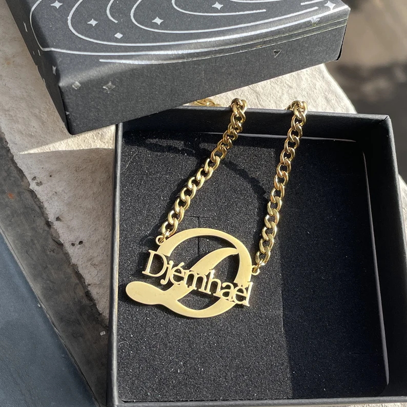 Personalized Custom Gold Plated Nameplate Intial Pendant Necklace-silviax