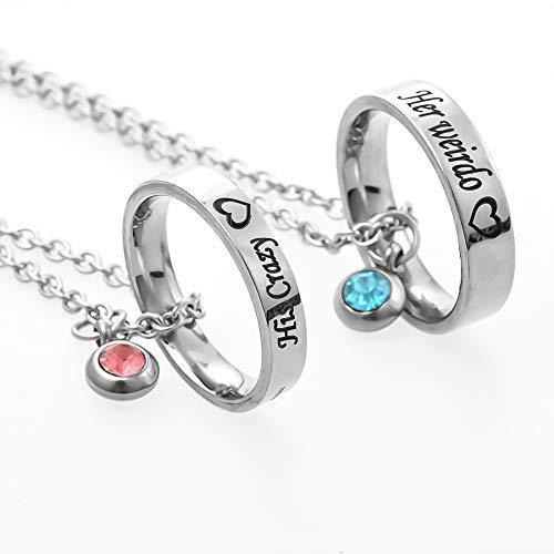 Engraved Ring Pendant With Birthstone Personalized Couples Necklaces Valentine's Day Gifts-silviax