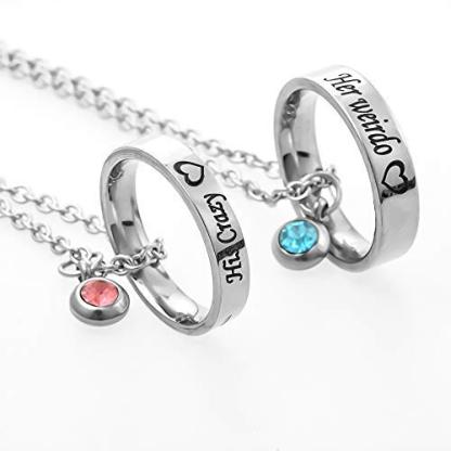 Engraved Ring Pendant With Birthstone Personalized Couples Necklaces Valentine's Day Gifts-silviax