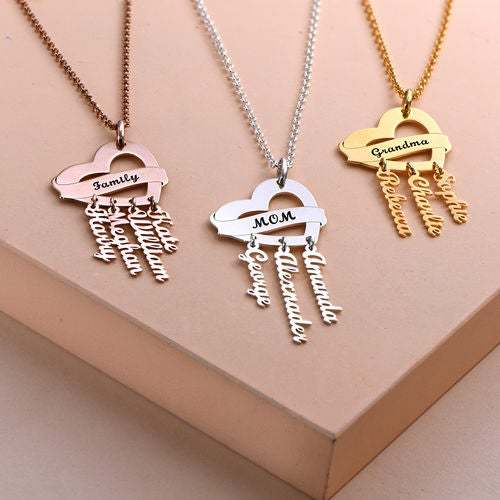 Mother Necklace With 1 To 4 Name Personalized Family Necklace-silviax