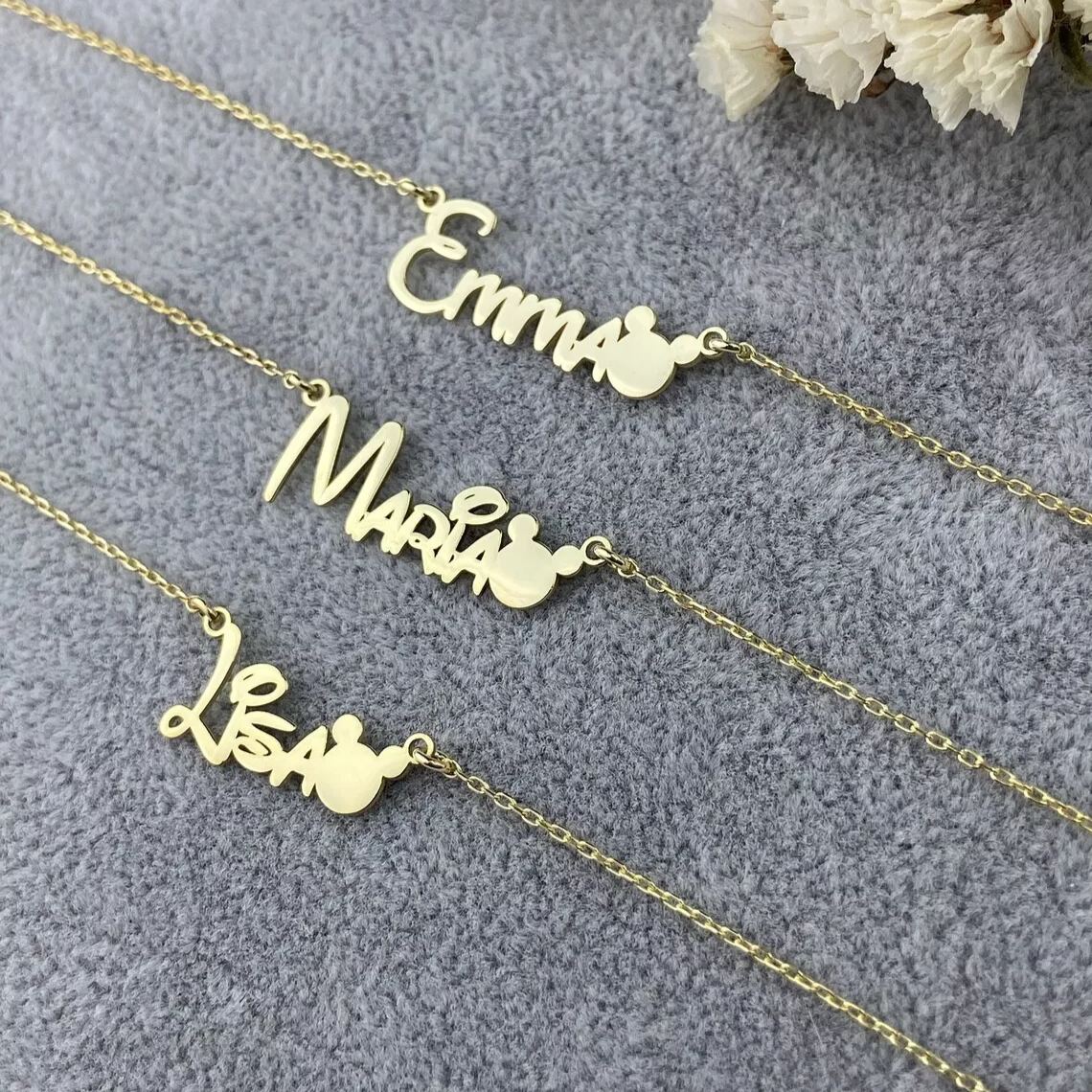 Gold Plated Personalized Custom Cute Name Necklace Gift for Kids