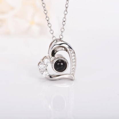 Heart Pendant Color Photo Projection Personalized Necklace with Picture Inside-silviax