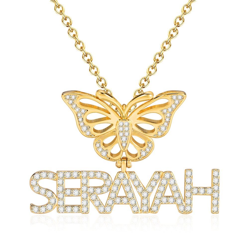 Butterfly Gold Plated Personalized Name Necklace-silviax